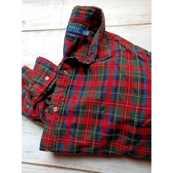 Polo Ralph Lauren Classic Fit Tartan Plaid Shirt - Steward Red/Hunter Green Mul - Picture 4 of 16
